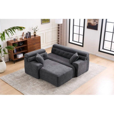 Wood Grain Chaise Longue With 3-seater