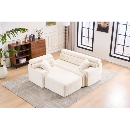 Wood Grain Chaise Longue With 3-seater