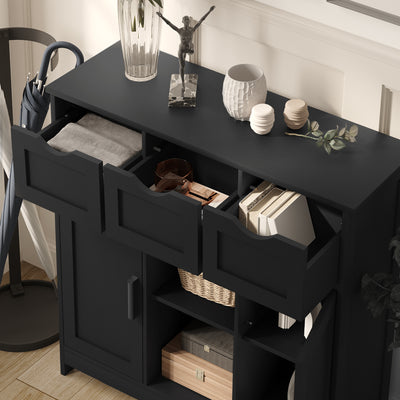 Wooden Floor Cabinet Drawers And Shelves.