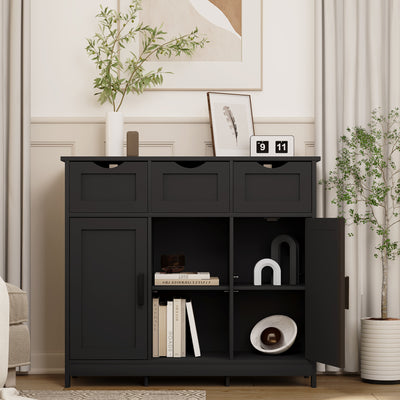 Wooden Floor Cabinet Drawers And Shelves.