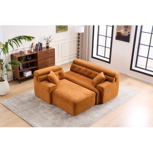 Wood Grain Chaise Longue With 3-seater