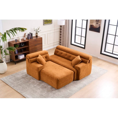 Wood Grain Chaise Longue With 3-seater