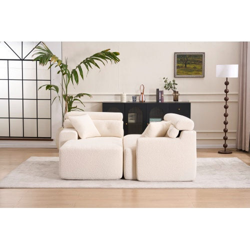 Wood Grain Chaise Longue With 3-seater