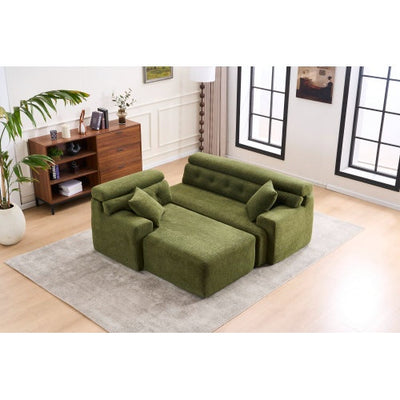 Wood Grain Chaise Longue With 3-seater